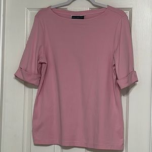 Karen Scott Pink T Shirt with cuffed sleeves L